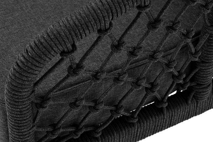 Диван Канны 4SIS 2-местный плетеный из роупа (узелки), каркас алюминий темно-серый (RAL7024) муар, роуп темно-серый круглый, ткань темно-серая 27 фото 2