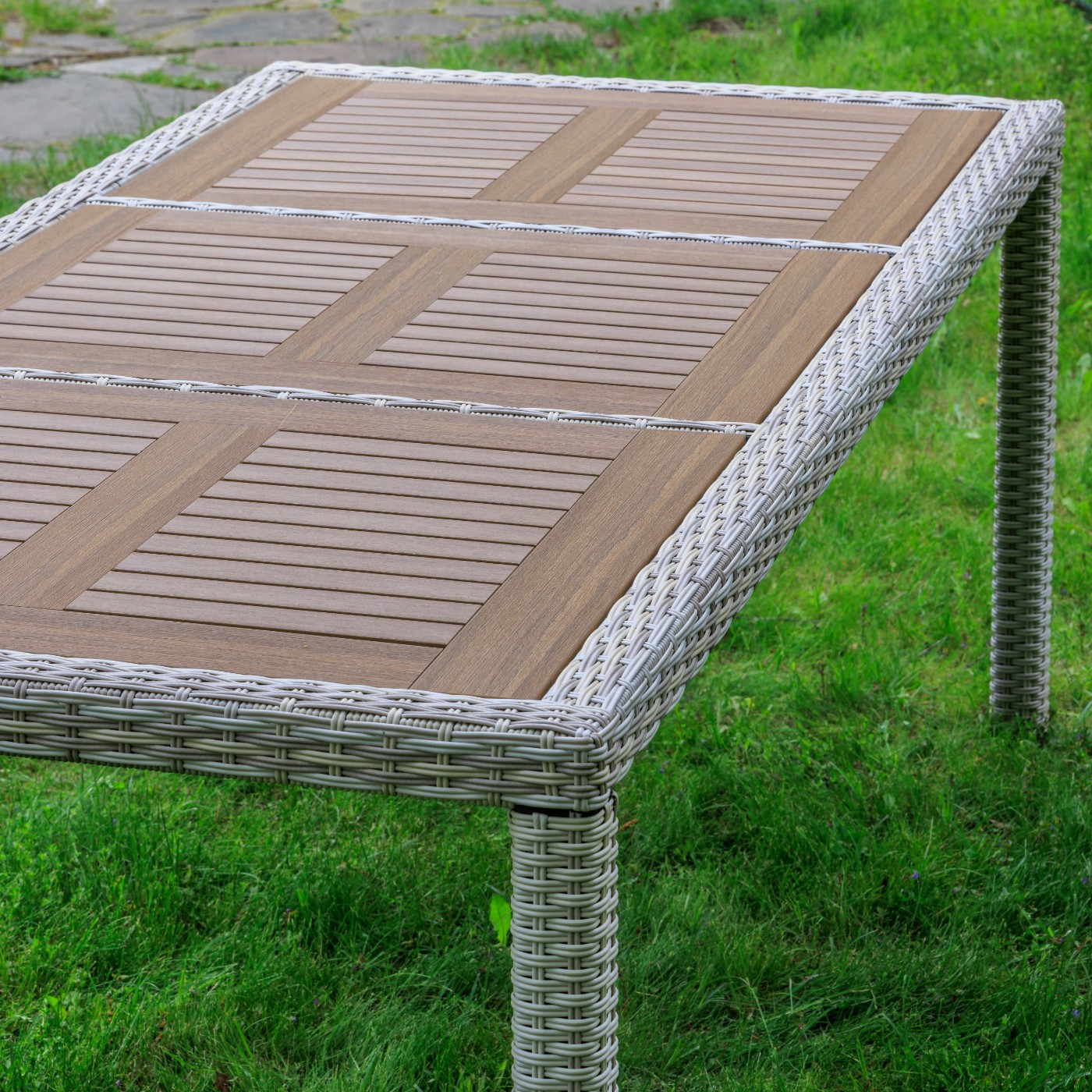 Обеденный стол Amelia Royal Family из искусственного ротанга 200 см, цвет бежевый фото 3