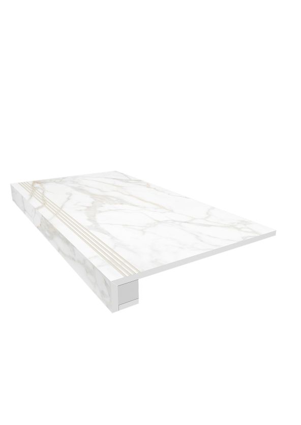 Комплект Керамогранитная ступень Estima SM02 33x120 см с бортиком + Подступенок 14,5х120 см фото 1