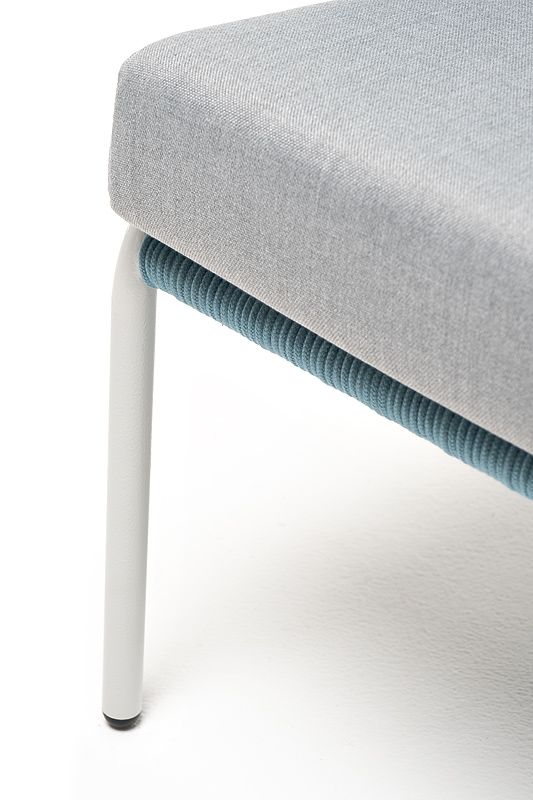 Кресло плетеное Милан 4SIS из роупа, каркас алюминий светло-серый (RAL7035) шагрень, роуп бирюзовый круглый, ткань светло-серая фото 2