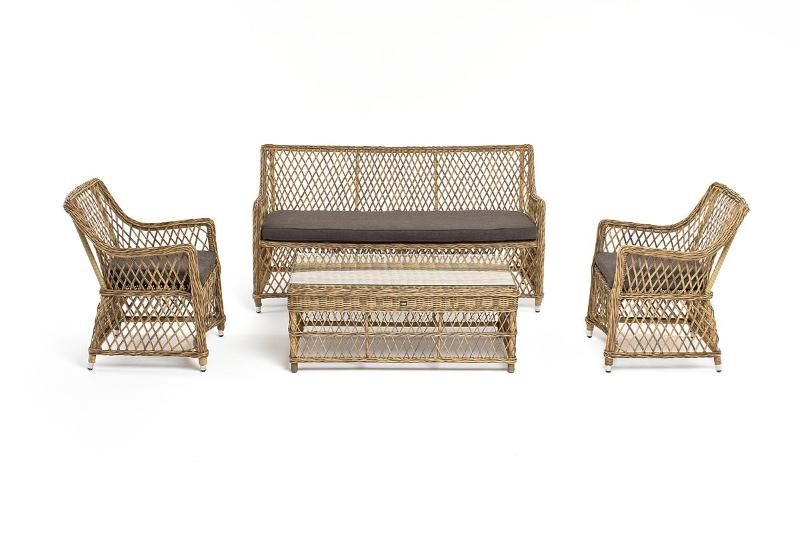 Лаунж-зона Асти 4SIS из искусственного ротанга, цвет соломенный 4 персоны фото 2