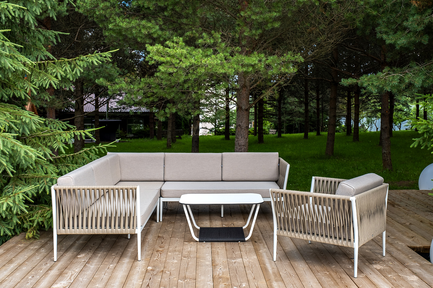 Касабланка модульная лаунж-зона из роупа (веревки), каркас из алюминия фото 6