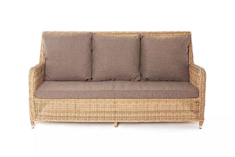 Диван трехместный Гляссе 4SIS из искусственного ротанга, цвет соломенный фото 2