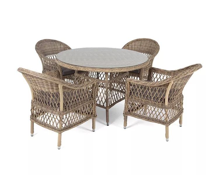 Обеденная группа Дольче 4SIS из искусственного ротанга, цвет соломенный фото 1