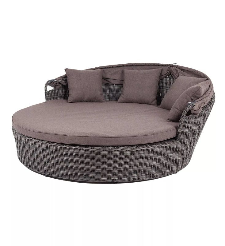 Плетеная кровать круглая Стильяно 4SIS из искусственного ротанга, цвет графит фото 3