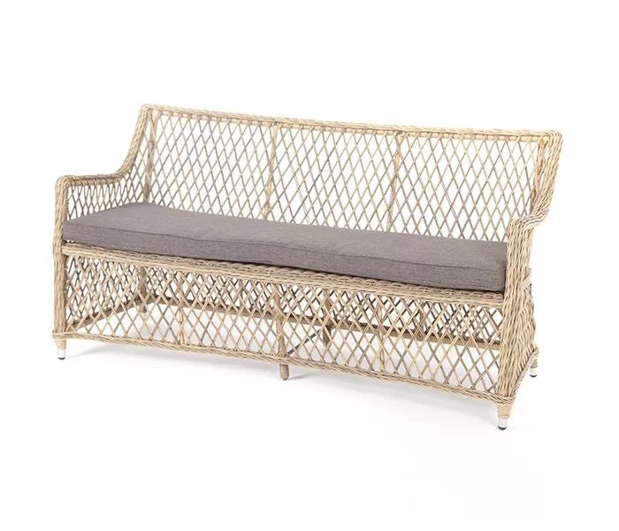 Диван двухместный Латте 4SIS из искусственного ротанга, цвет соломенный фото 1