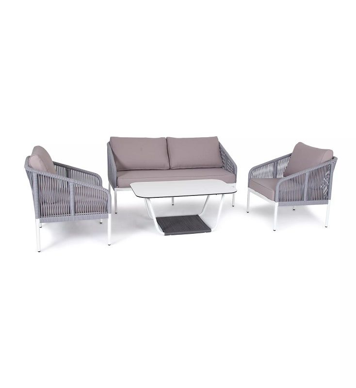 Лаунж-зона 4-местная Канны 4SIS из роупа (веревки), цвет светло-серый фото 3