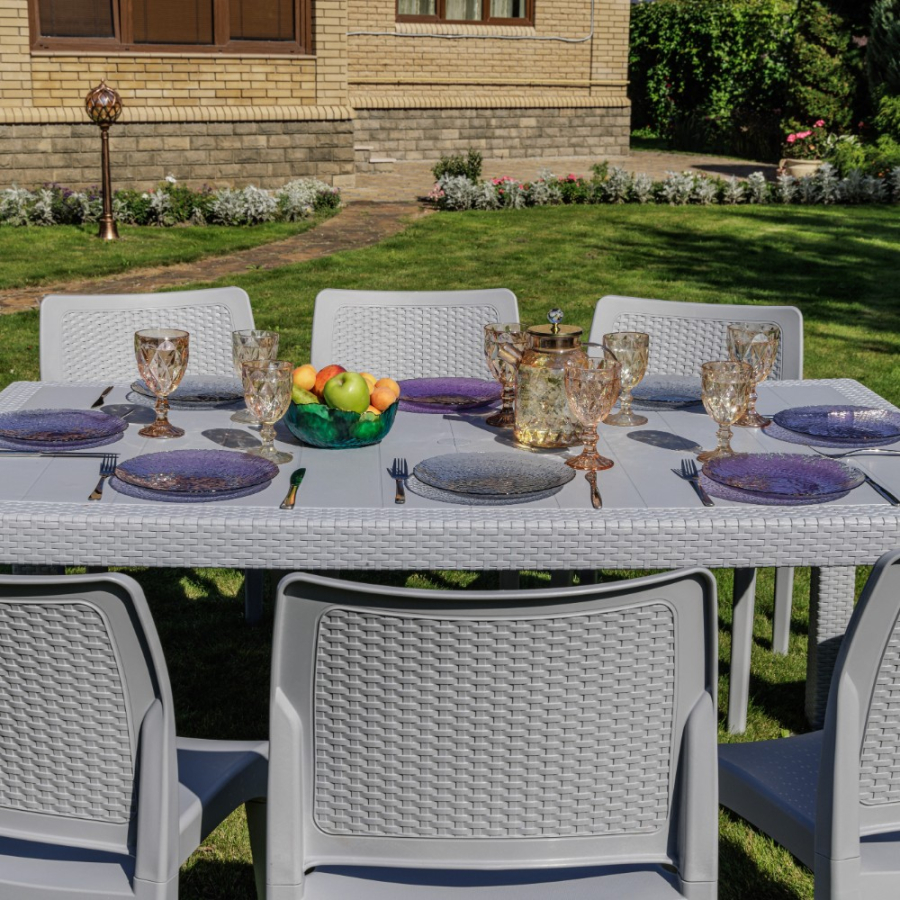 Обеденный комплект July L Royal Family из пластика, цвет светло-серый фото 5