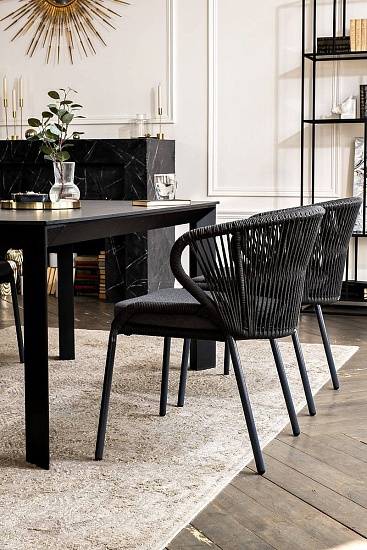 Обеденная Венето 4SIS группа на 4 персоны со стульями Милан, каркас темно-серый, роуп темно-серый фото 2