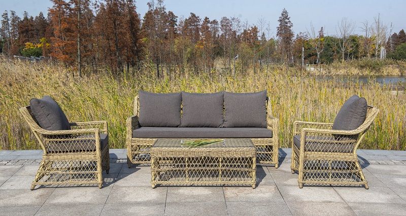 Кресло Гранд Латте 4SIS из искусственного ротанга, цвет соломенный фото 3