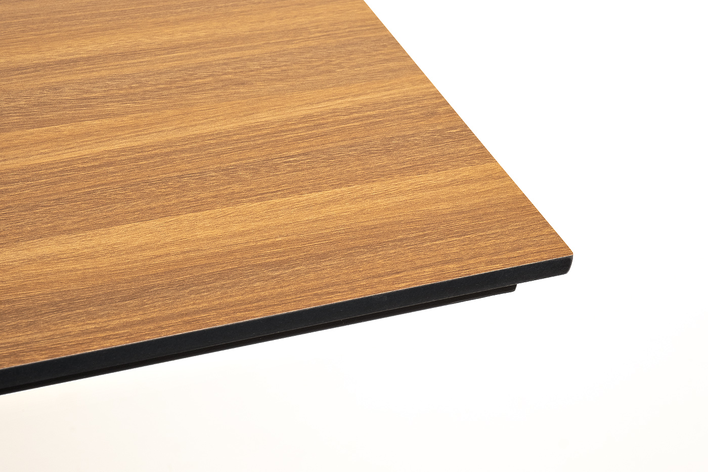 Каффе обеденный стол из HPL 140х70см, цвет дуб, подстолье двойное черное фото 3