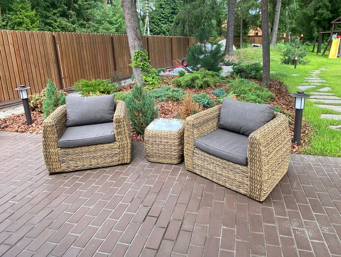 Кальяри кофейный столик из искусственного ротанга (гиацинт), цвет соломенный фото 2