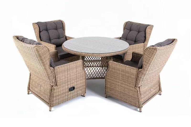 Обеденная группа Лацио 4SIS из искусственного ротанга, цвет соломенный фото 3