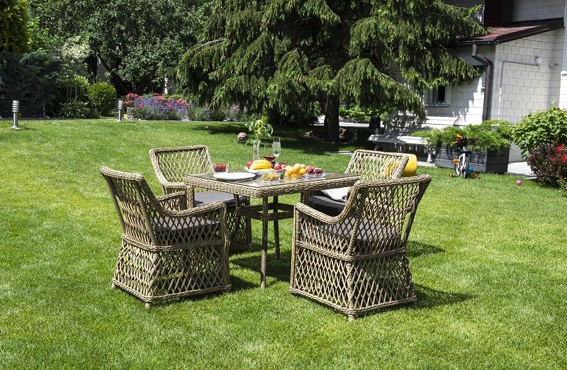 Плетеная обеденная группа Айриш 4SIS из искусственного ротанга, цвет соломенный фото 6