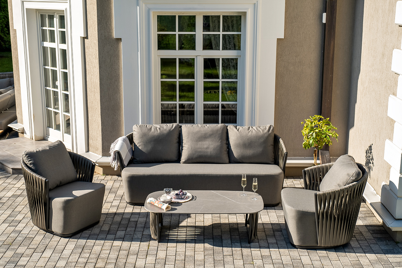 Флоренция лаунж-зона из искусственного ротанга, цвет графит фото 3