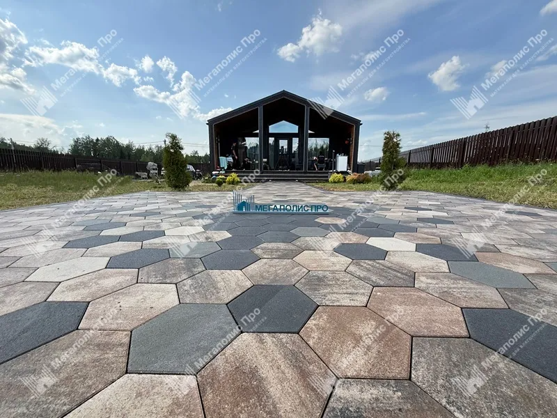 Тротуарная плитка Выбор Соты - Б.3.Ш.6 60 мм Стандарт Черный фото 3