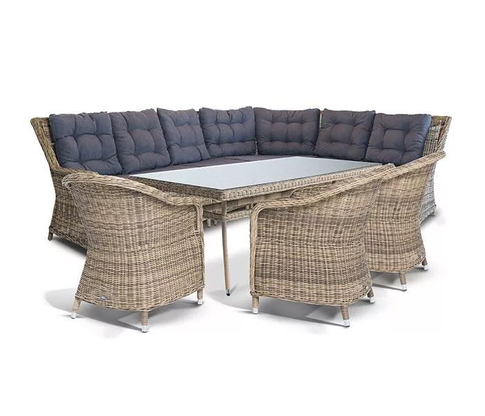 Обеденная группа Базелла 4SIS из искусственного ротанга, цвет соломенный фото 1