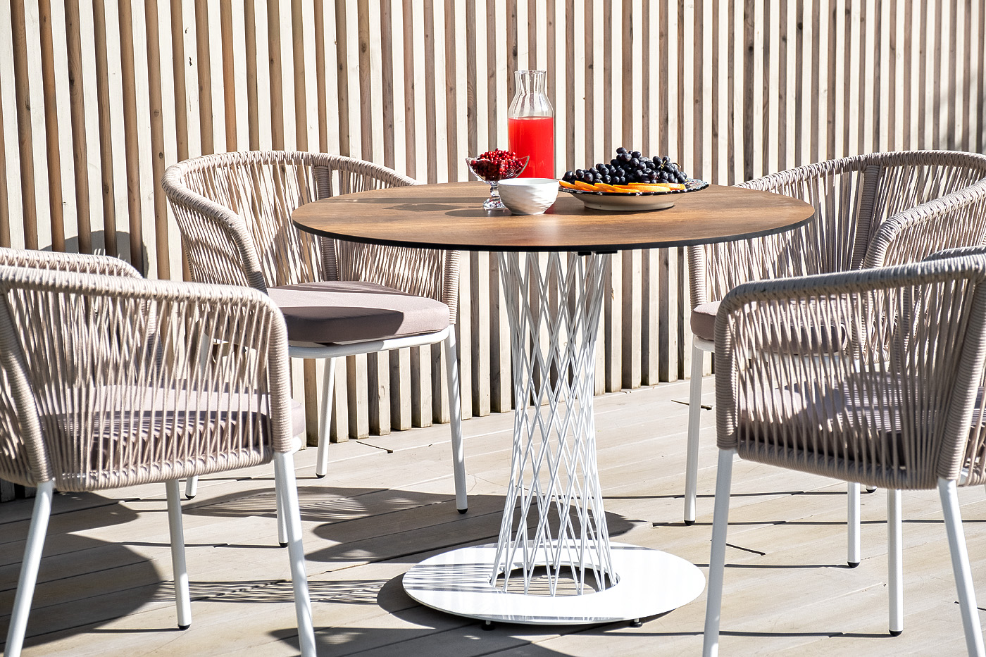 Марсель стул плетеный из роупа, каркас алюминий белый муар, роуп бежевый круглый, ткань бежевая 15052 фото 5