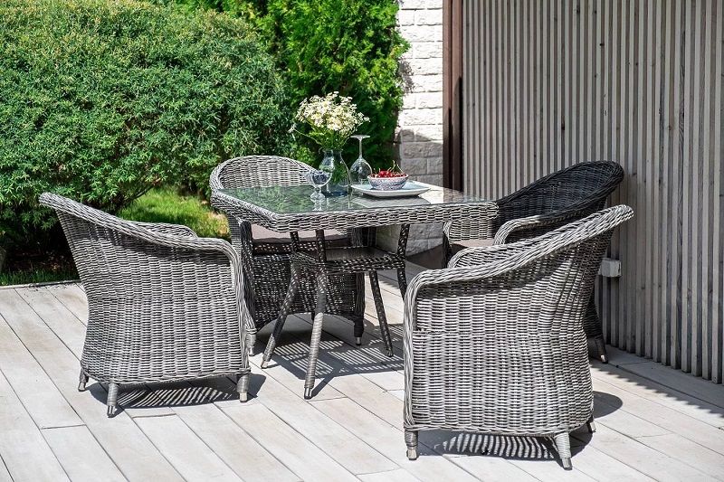 Обеденная группа Фредо 4SIS из искусственного ротанга, цвет графит фото 4