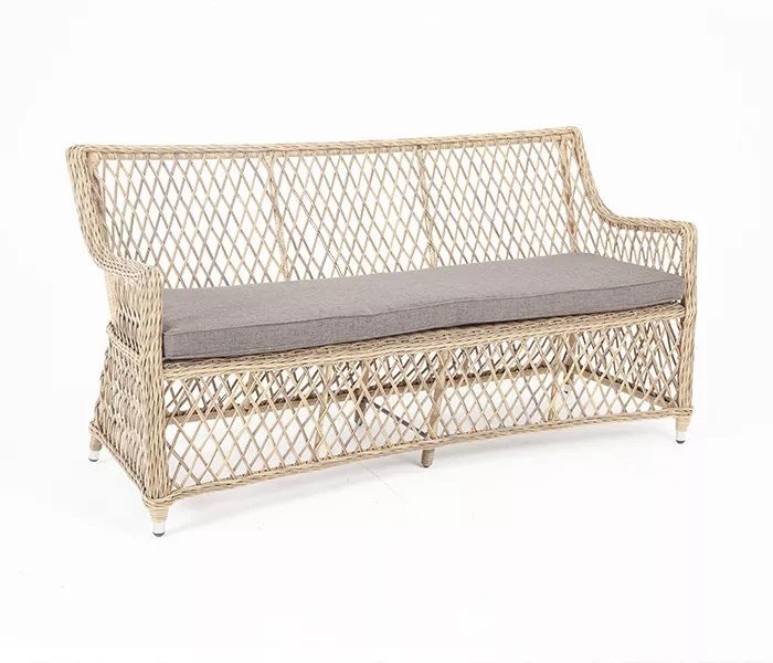 Диван двухместный Латте 4SIS из искусственного ротанга, цвет соломенный фото 3