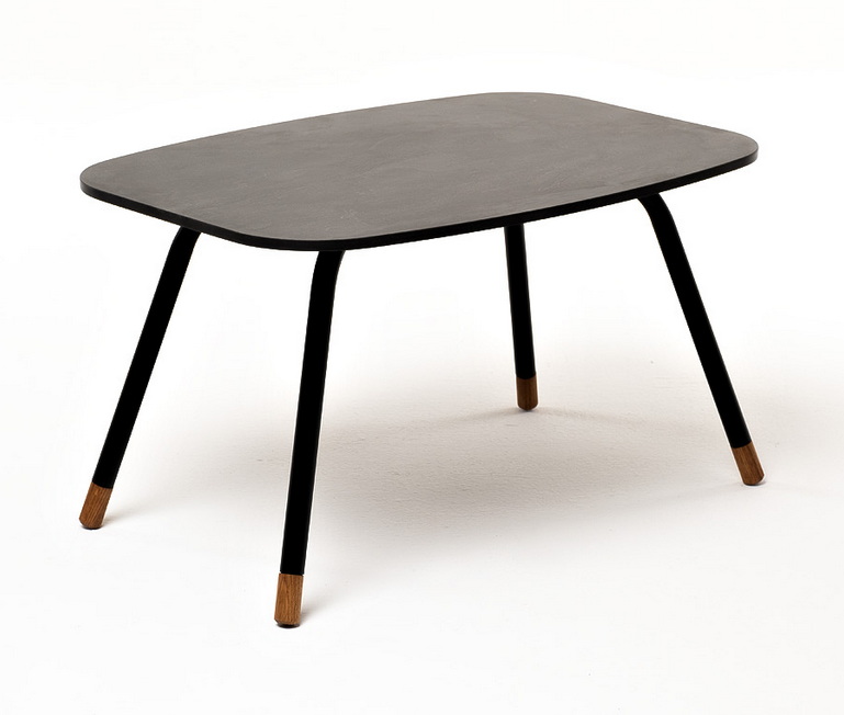 Верона журнальный столик из HPL 70х50, H40, каркас черный муар, цвет столешницы серый гранит фото 1