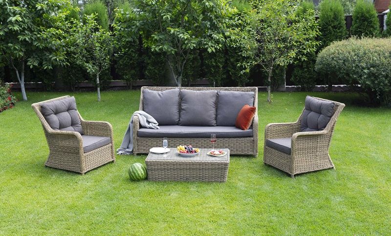 Лаунж-зона Гляссе 4SIS из искусственного ротанга, цвет соломенный фото 4