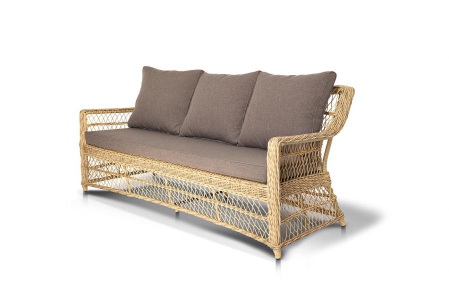 Диван трехместный Гранд Латте 4SIS из искусственного ротанга, цвет соломенный фото 4