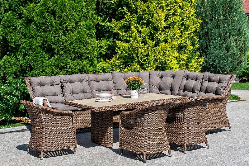 Левый модуль дивана Бергамо 4SIS из искусственного ротанга, цвет коричневый фото 4