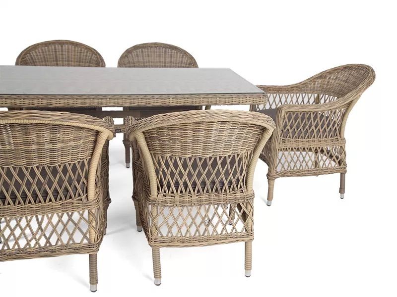 Обеденная группа Амароне 4SIS из искусственного ротанга, цвет соломенный фото 5