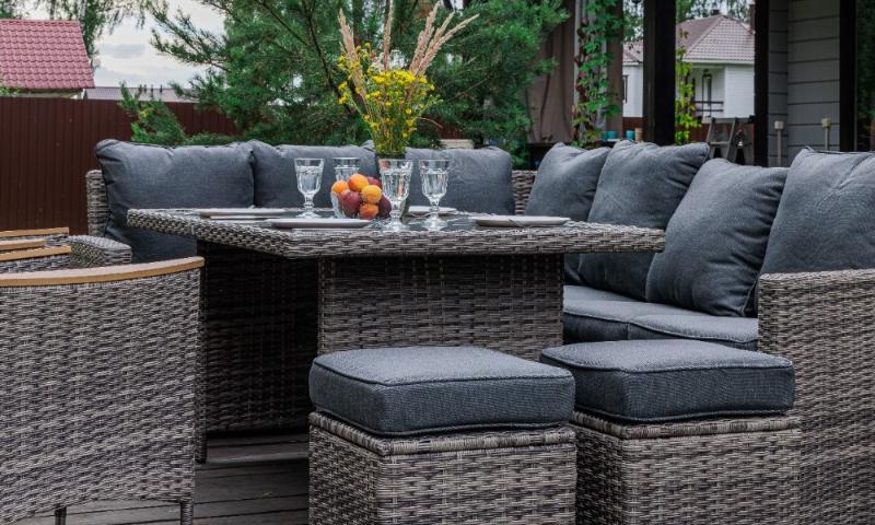 Угловой комплект Zorro Wood Double Royal Family из искусственного ротанга, цвет серый фото 3