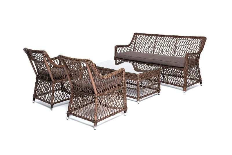 Лаунж-зона Асти 4SIS из искусственного ротанга, цвет коричневый 4 персоны фото 1