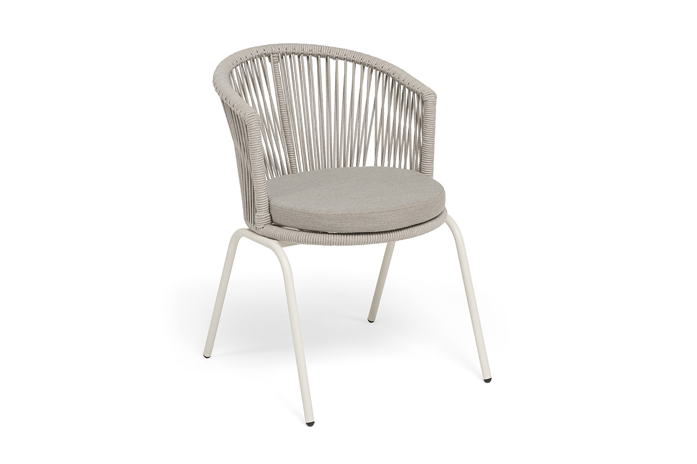 Люксембург стул плетеный из роупа, каркас из стали (RAL1013) муар, роуп бежевый круглый, ткань бежевая 15052 фото 2