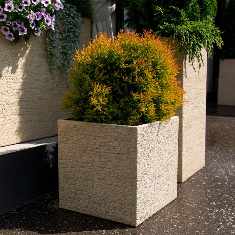 Кашпо Concretika Bansai D50 H20 Эрозия желтый фото 3