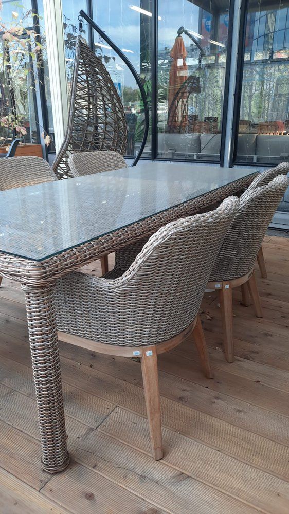 Комплект обеденной мебели Ontario-Catherine Brafritid коричневый/бежевый, тик/искусственный ротанг фото 4