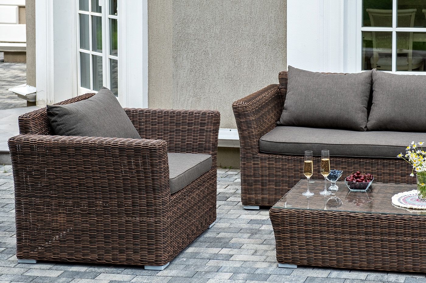 Капучино лаунж-зона из искусственного ротанга, цвет коричневый фото 3