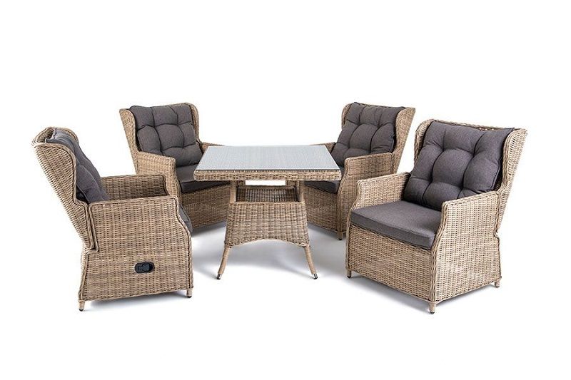 Обеденная группа Форио 4SIS из искусственного ротанга, цвет соломенный фото 1