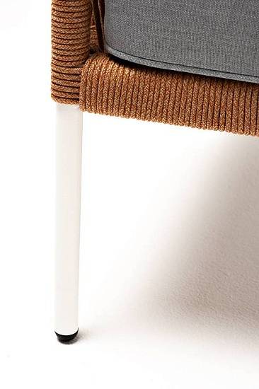 Кресло Канны 4SIS плетеное из роупа, каркас алюминий светло-серый (RAL7035) муар, роуп оранжевый меланж круглый, ткань светло-серая фото 2