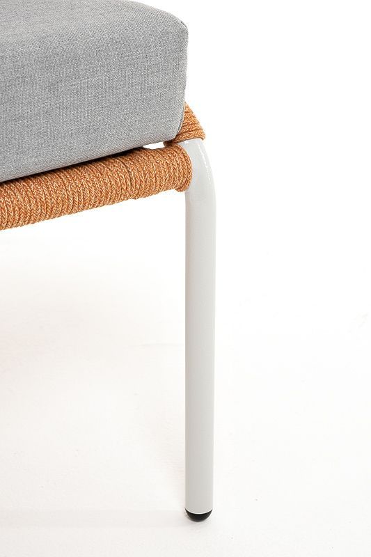 Диван двухместный Милан 4SIS из роупа (веревки), каркас алюминий светло-серый (RAL7035) шагрень, роуп оранжевый меланж круглый, ткань светло-серая фото 2