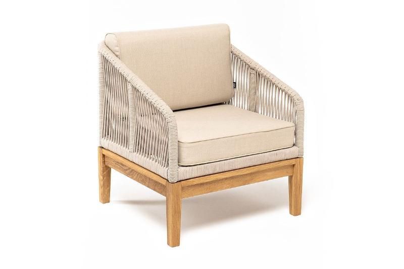 Кресло Канны 4SIS из роупа (веревки), основание дуб, цвет бежевый фото 3