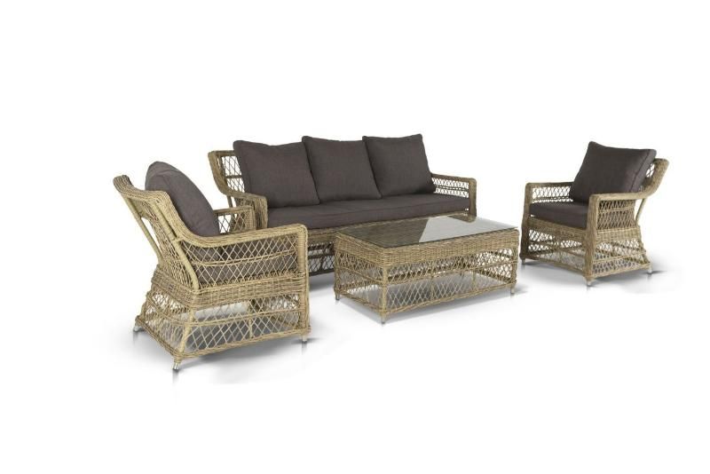 Лаунж-зона Гранд Латте 4SIS из искусственного ротанга, цвет соломенный фото 4
