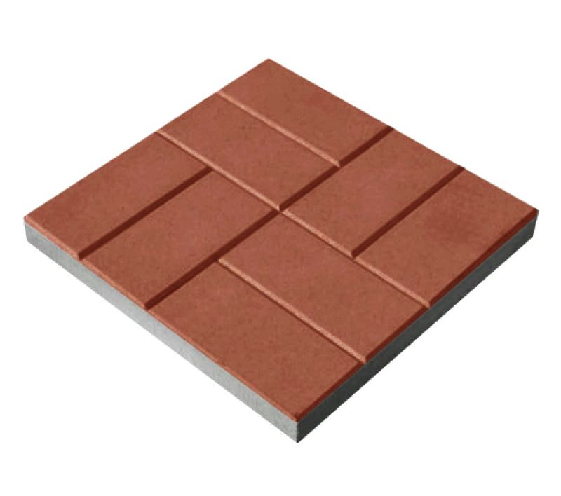 Тротуарная плитка 342 Механический завод Квадрат 500х500х70 мм, Красный фото 1