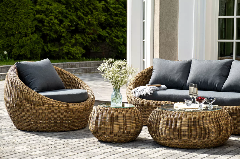 Лаунж-Зона Барселона 4SIS из искусственного ротанга, цвет соломенный фото 5