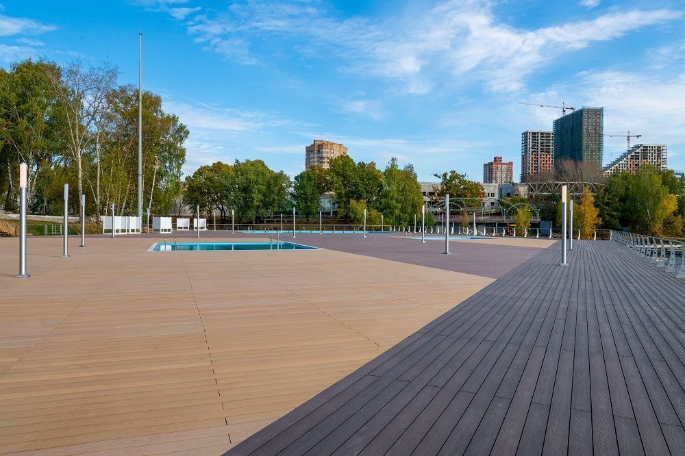 Террасная доска Экодэк Брайт Массив 3D, цвет Пшеничный фото 2