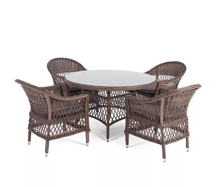 Обеденная группа Дольче 4SIS из искусственного ротанга, цвет коричневый фото 1