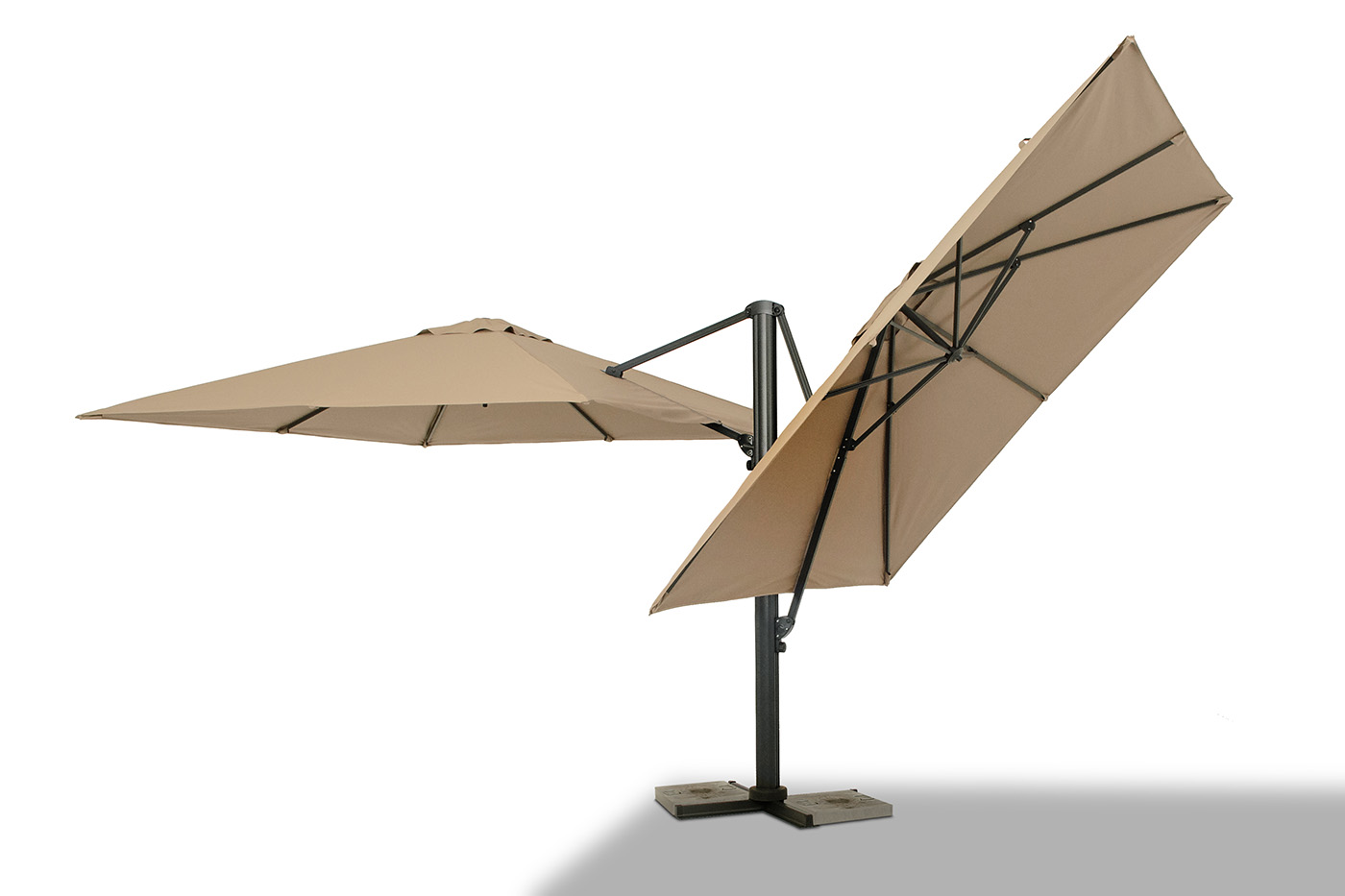 Фабриано зонт двухкупольный 3x3м на алюминиевой опоре, тент темно-серый фото 2