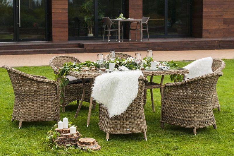 Обеденная группа Эспрессо 4SIS из искусственного ротанга, цвет соломенный фото 6