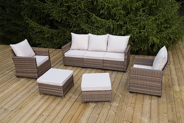 Лаунж-Зона Бостон 4SIS из искусственного ротанга, цвет коричневый фото 1