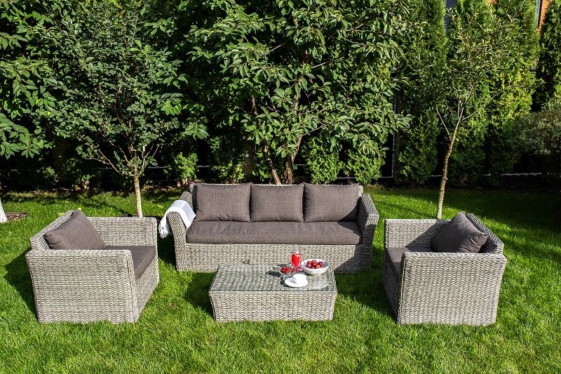 Диван трехместный Капучино 4SIS из искусственного ротанга (гиацинт), цвет графит фото 7