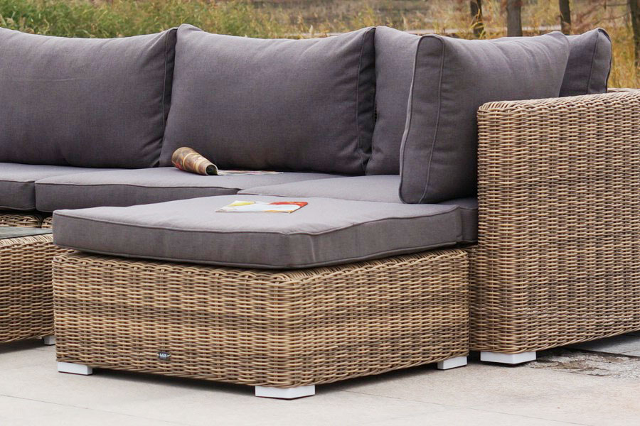 Лунго плетеная оттоманка с подушкой, цвет соломенный фото 4