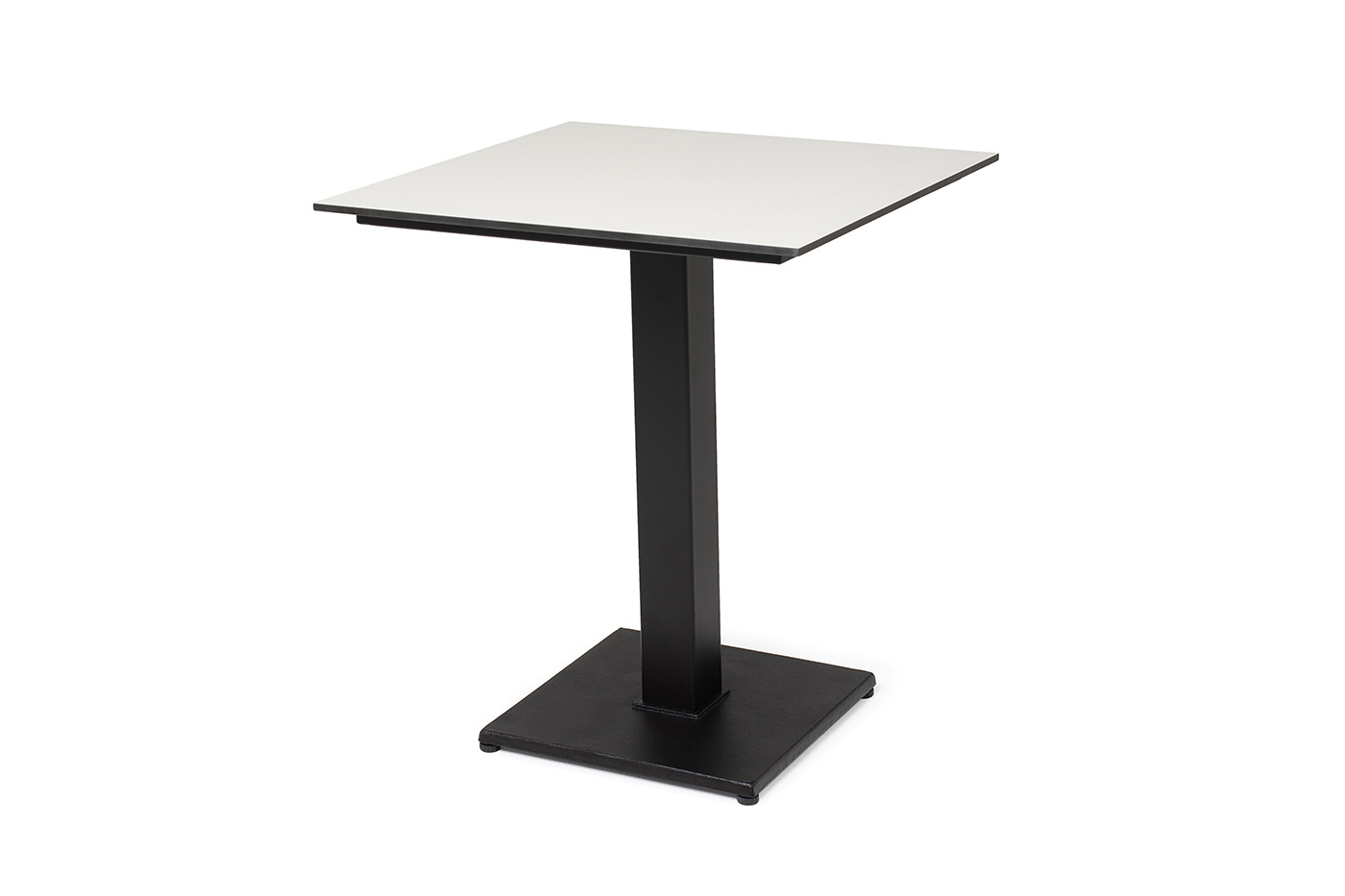 Каффе интерьерный стол из HPL квадратный 75х75см, цвет молочный, подстолье черное чугун фото 1
